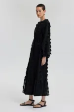 CHIFFON DRESS WITH GATHERED WAIST