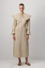 RUFFLED WIDE COLLAR SHIRT DRESS RUFFLED WIDE COLLAR SHIRT DRESS
