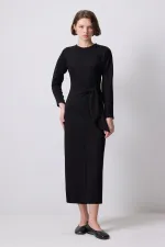 STEEL KNIT DRESS WITH TIE-UP