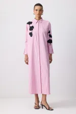 NAKIŞ DETAYLI GÖMLEK ELBİSE