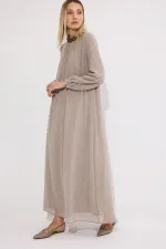 STAND-NECK CHIFFON DRESS STAND-NECK CHIFFON DRESS