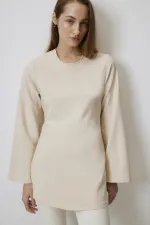 ÇAPRAZ BAĞLAMALI DETAYLI KREP BLUZ