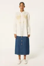 EMBROIDERED OVERSIZE LINEN SHIRT