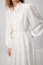 KUŞAKLI GÖMLEK YAKA ELBİSE