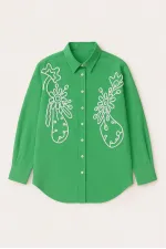 CHEMISE AVEC BRODERIE CONTRASTÉE CHEMISE AVEC BRODERIE CONTRASTÉE