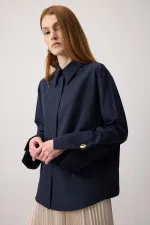 CHEMISE COURTE EN POPLIN À POIGNETS LARGES CHEMISE COURTE EN POPLIN À POIGNETS LARGES