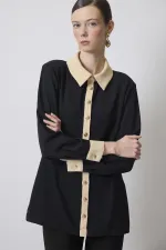 GOLD BUTTONED CREPE SHIRT