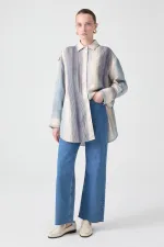 STRIPED COTTON BLEND OVERSIZE SHIRT