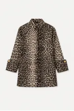 CHEMISE À MOTIFS 100% COTON À POIGNETS LARGES