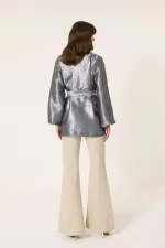 VESTE JACQUARD AVEC DÉTAIL DE CEINTURE