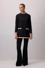 CONTRASTING COLORED CREPE TUNIC