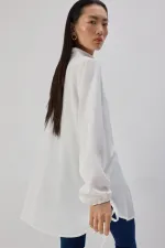 STAND COLLAR CREPE TUNIC