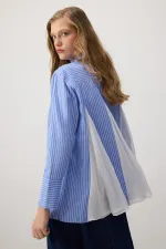 Chiffon Detailed Striped Oversize Shirt Chiffon Detailed Striped Oversize Shirt