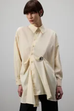 PLEATED ASYMMETRICAL POPLIN SHIRT