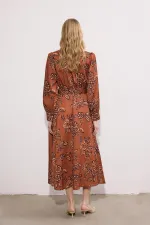 DESENLİ SATEN ELBİSE