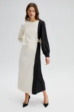 KONTRAST RENKLİ ELBİSE