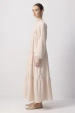 %100 KETEN BÜZGÜLÜ ELBİSE