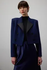 SHORT BLAZER JACKET WITH SATIN COLLAR