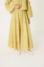 POPLIN SET WITH FLORAL APPLIQUES