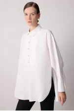 OVERSIZE POPLIN TUNIC WITH GOLD BUTTONS OVERSIZE POPLIN TUNIC WITH GOLD BUTTONS