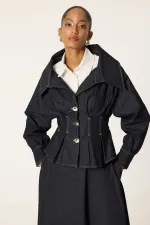 DENİM PİLELİ CEKET ETEK TAKIM