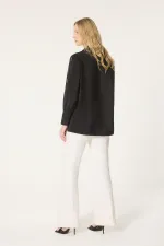 ASİMETRİK YAKA TAŞLI KUPRA GÖMLEK