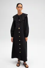 WIDE COLLAR BUTTONED POPLIN DRESS WIDE COLLAR BUTTONED POPLIN DRESS