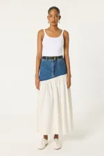 DENIM POPLIN SKIRT