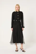 GOLD BUTTONED ORGANZA DRESS GOLD BUTTONED ORGANZA DRESS