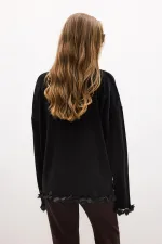 ŞİFON PÜSKÜLLÜ TRİKO KAZAK