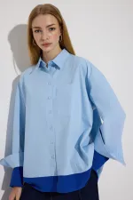 CONTRAST COLORED POPLIN SHIRT
