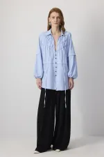 POPLIN SHIRT WITH GATHERING DETAIL