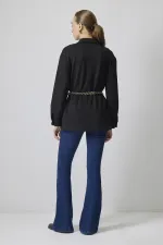 SUEDE JACKET WITH CHAIN BELT