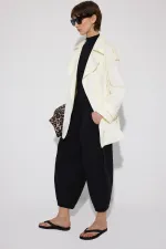 GABARDINE BALLOON PANTS WITH ELASTIC WAISTBAND GABARDINE BALLOON PANTS WITH ELASTIC WAISTBAND