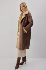 KÜRK DETAYLI DERİ KABAN