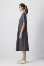 100% COTTON SHORT-SLEEVED KNITTED DRESS