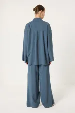 ENSEMBLE CHEMISE ET PANTALON EN MODAL ORNÉ DE PIERRES ENSEMBLE CHEMISE ET PANTALON EN MODAL ORNÉ DE PIERRES