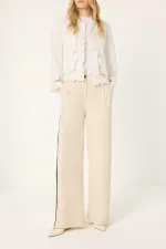 PANTS WITH STONE-EMBELLISHED STRIP DETAIL