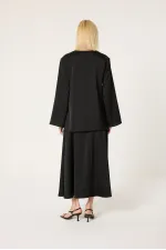 Ensemble 2 pièces en satin à col drapé