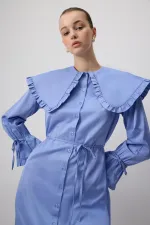 FIRFIRLI GENİŞ YAKA GÖMLEK ELBİSE