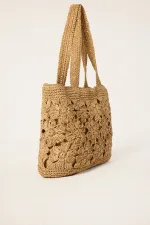 SAC À BANDOULIÈRE EN PAILLE À MOTIFS FLEURS