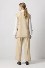 Costume en gabardine avec gilet et pantalon