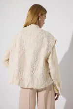 NAKIŞLI KISA GABARDİN YELEK