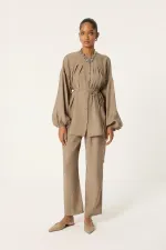 ENSEMBLE TUNIQUE ET PANTALON PLISSÉS EN MODALE