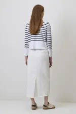 STRIPED SHORT KNITTED CARDIGAN