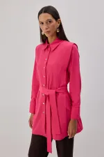 BELTED POPLIN SHIRT