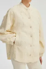 VESTE BOMBER EN DENTELLE À FLEURS