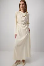 SATIN DRESS WITH PADDED LEGS