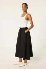 ELASTIC WAIST SKIRT WITH POCKETS
