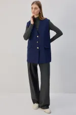 DÜĞME DETAYLI KREP YELEK